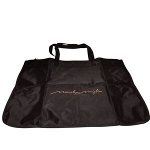 Vintage Marilyn Miglin Black Travel Tote Bag Gold Lettering Zippered Closure